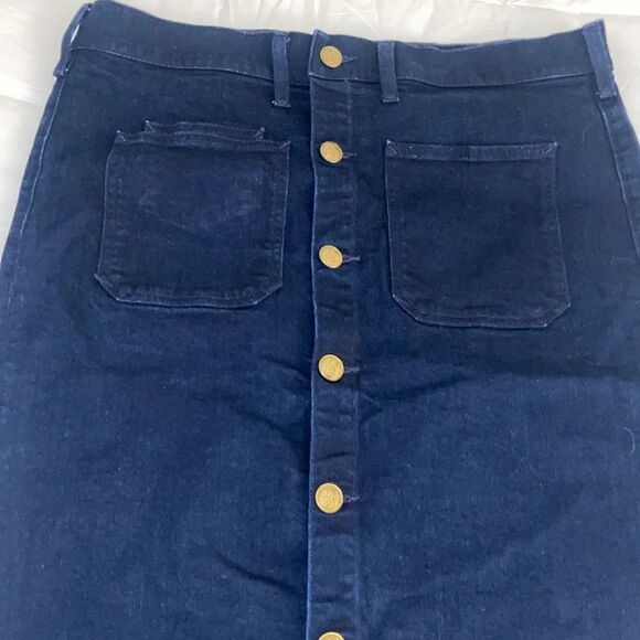 Classic Dark Denim Polo Ralph Lauren Button-Front Skirt size 14 - Picture 3 of 8